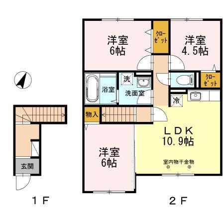セザール山鼻(3LDK/1階)の間取り写真