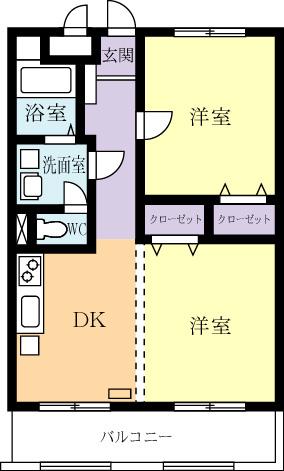 ベルガーデン(2DK/3階)の間取り写真
