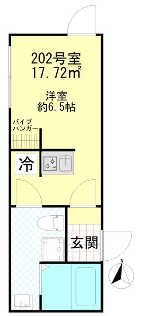 ポタッシュ川崎大師(ワンルーム/2階)の間取り写真