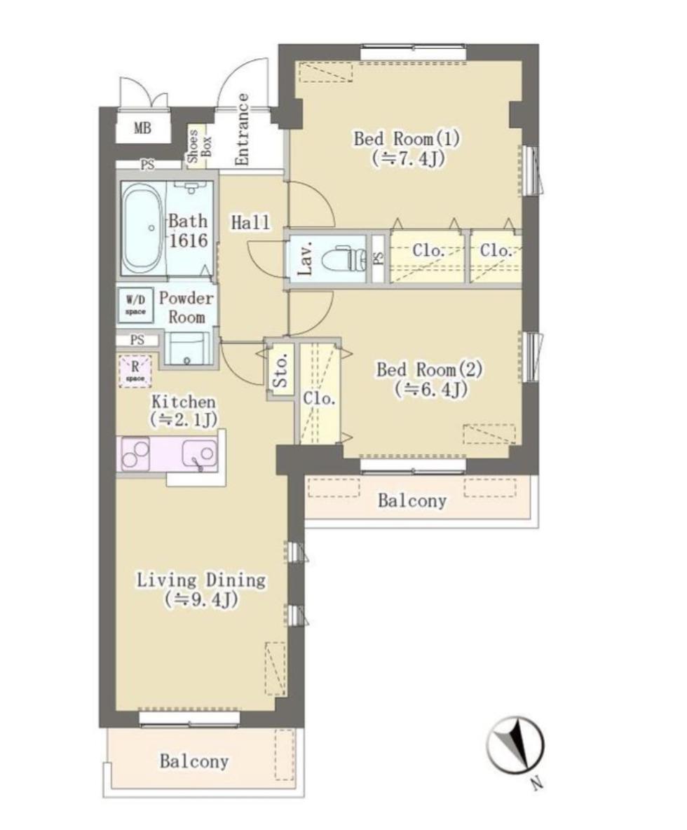 HILL TOP RESIDENCE OSAKI(2LDK/3階)の間取り写真