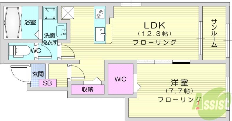 プチ・モンターニュⅢ(1LDK/1階)の間取り写真