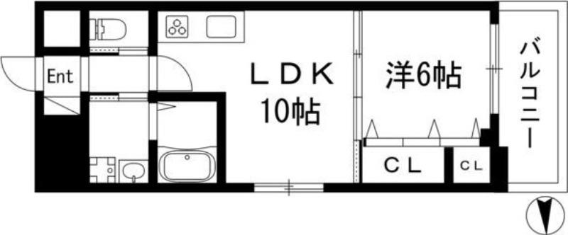 D&DESIGNレジデンス鶴舞(1LDK/7階)の間取り写真