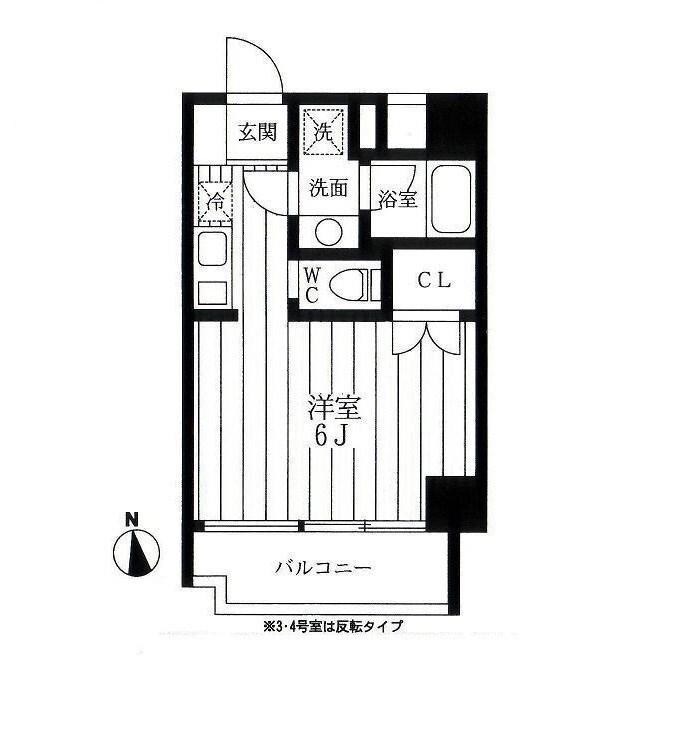 パークサイド木場(ワンルーム/7階)の間取り写真