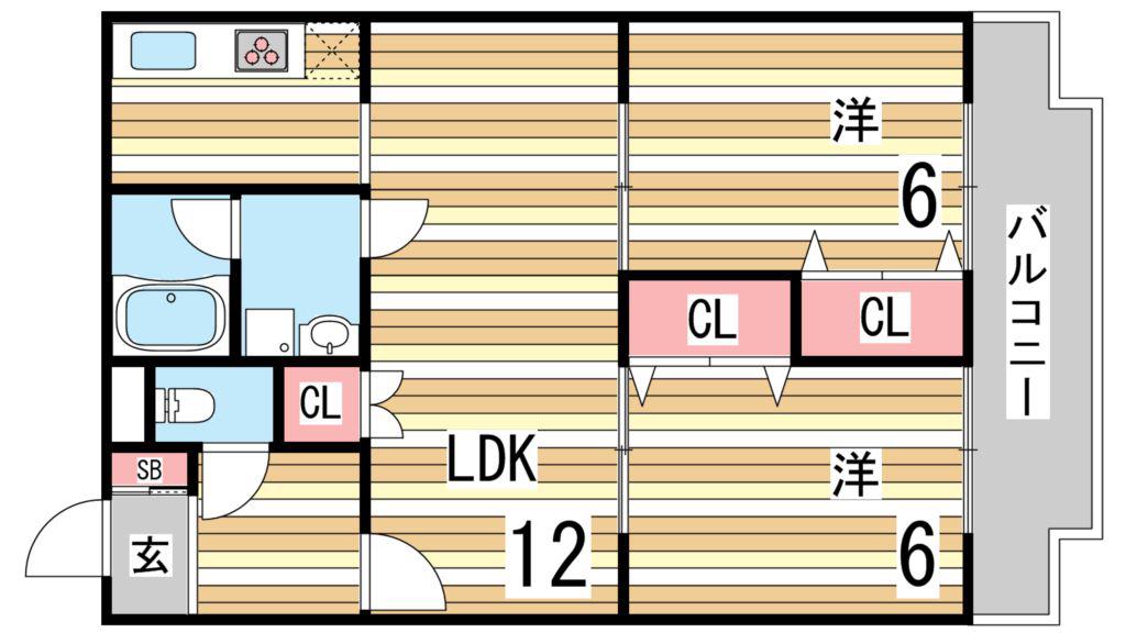 マノワール御影(2LDK/2階)の間取り写真