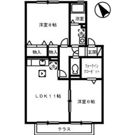 ランピオーネ(2LDK/1階)の間取り写真