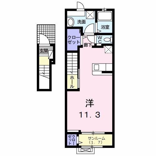 エバーステージV(ワンルーム/2階)の間取り写真