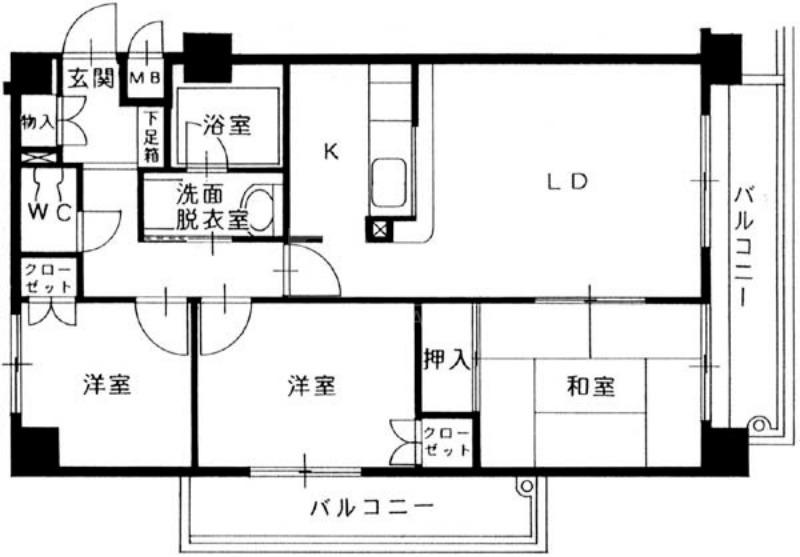 COSMOビル(3LDK/4階)の間取り写真