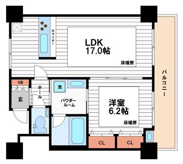 松屋タワー(1LDK/8階)の間取り写真