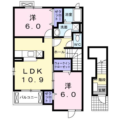 サンリットS・II(2LDK/2階)の間取り写真