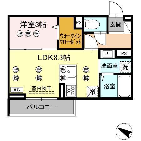 サンガーデン新山口 A(1LDK/3階)の間取り写真