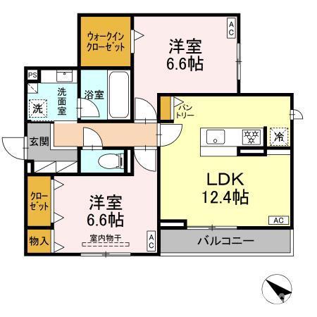 WILLIII(2LDK/2階)の間取り写真