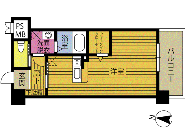 夢弐番館(ワンルーム/4階)の間取り写真