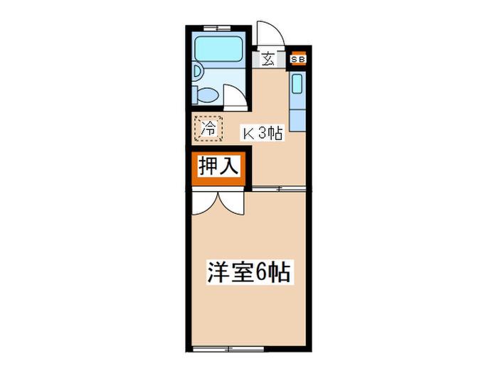 シャルム伊藤(1K/2階)の間取り写真
