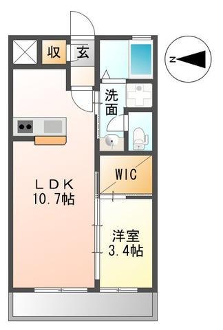 プティスール空港通(1LDK/1階)の間取り写真