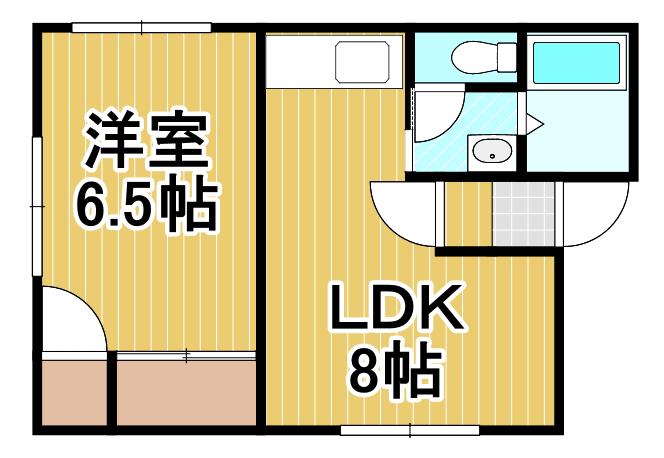 ミキハウス(1DK/2階)の間取り写真