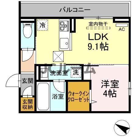 キャトル・セゾン(1LDK/1階)の間取り写真