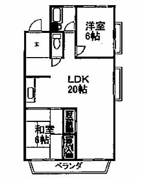 ヴィラ香里(2LDK/2階)の間取り写真