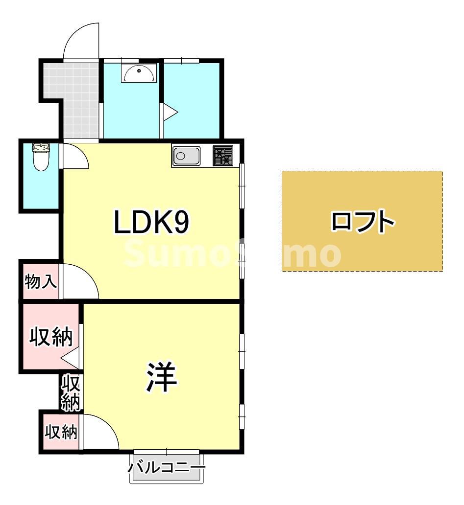 ドミール東芦屋(ワンルーム/2階)の間取り写真