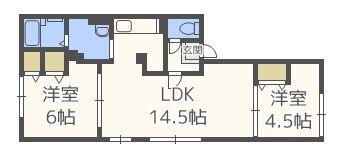 ロティ白石(2LDK/1階)の間取り写真