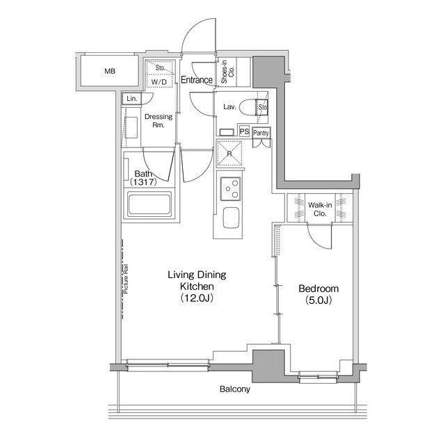 ザ・パークハビオ住吉(1LDK/5階)の間取り写真