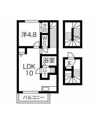 ディアコート東所沢(1LDK/3階)の間取り写真