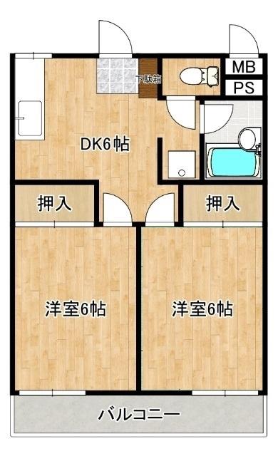 メゾン渡辺(2DK/1階)の間取り写真