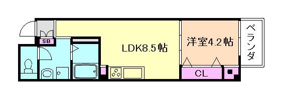 LUXE塚本(1LDK/5階)の間取り写真