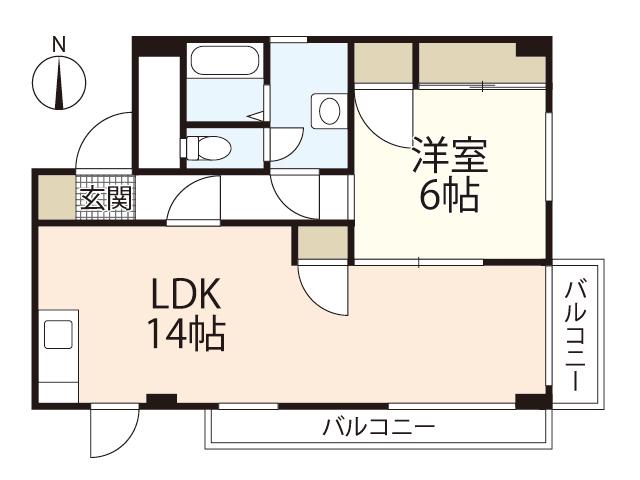 タウニー西川(1LDK/1階)の間取り写真