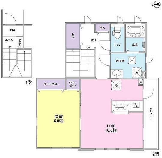 HALCYON PLACE E棟(1LDK/2階)の間取り写真