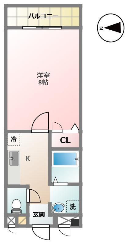 三記ぎおん(1K/2階)の間取り写真