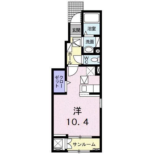 アネット大在B(ワンルーム/1階)の間取り写真