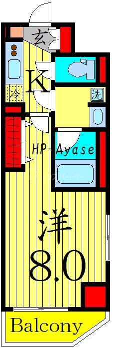 GRAN PASEO北綾瀬駅前(1K/6階)の間取り写真