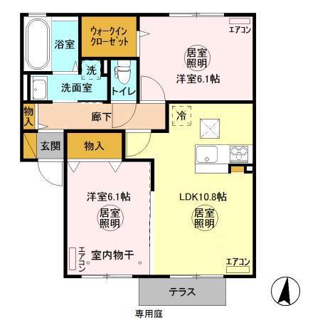 グランマーレ L(2LDK/1階)の間取り写真