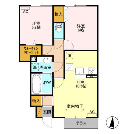 キャッツアイ A(2LDK/1階)の間取り写真
