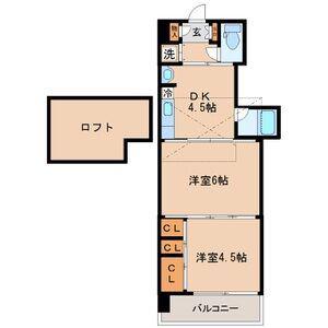 クレスト連坊(2DK/7階)の間取り写真
