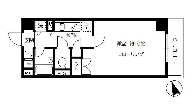 クレール目黒(1K/2階)の間取り写真