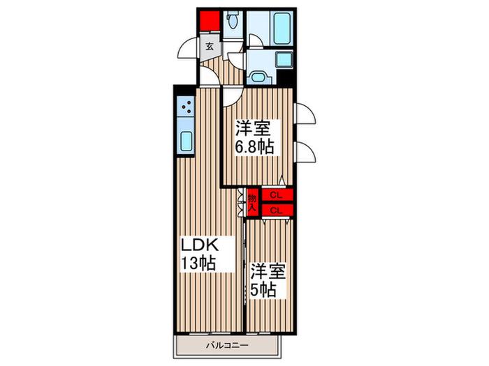 ミュージション朝霞台(2LDK/5階)の間取り写真
