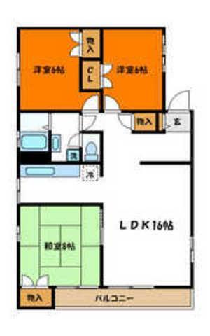 フォーラム国立(3LDK/3階)の間取り写真