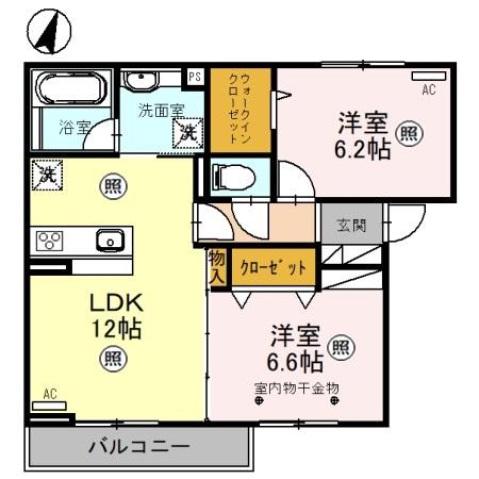フローラ(2LDK/3階)の間取り写真