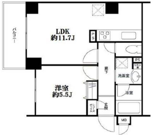 グランテム南雪谷(1LDK/2階)の間取り写真