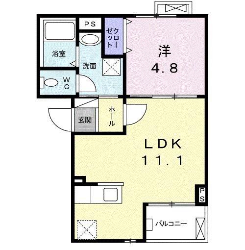 阪急京都線 茨木市駅 徒歩9分 3階建 築11年(1LDK/2階)の間取り写真