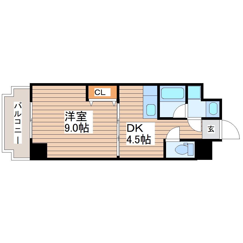 ウェーヴ長町一丁目(1DK/5階)の間取り写真