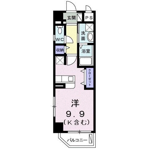 セレーノ銘苅(ワンルーム/3階)の間取り写真