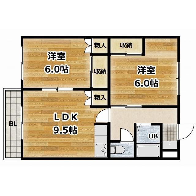 ファミール北浜(2LDK/3階)の間取り写真