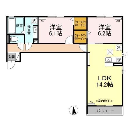 グランベルデ(2LDK/1階)の間取り写真