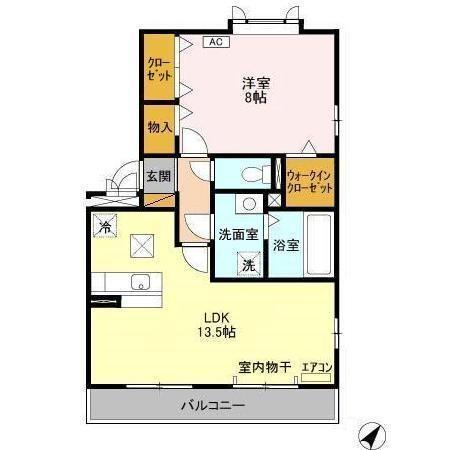 ソレーユソシア柏(1LDK/1階)の間取り写真