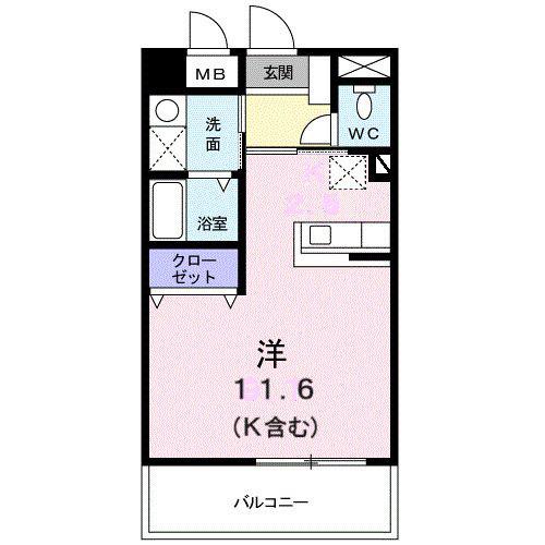 クイーンズコート(ワンルーム/3階)の間取り写真