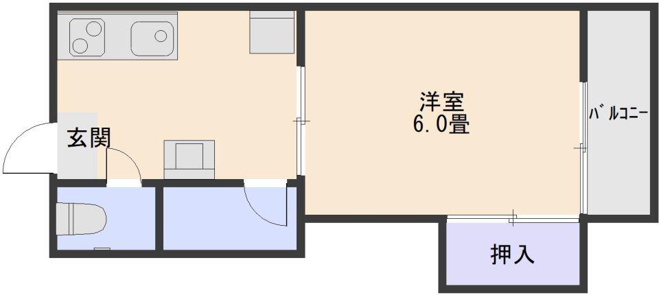 宮一コーポ(1K/2階)の間取り写真