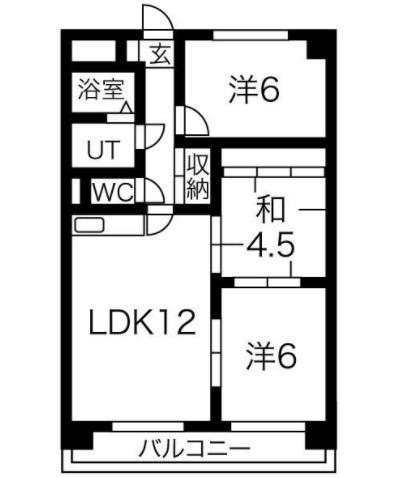 ミラベル元植田(3LDK/2階)の間取り写真