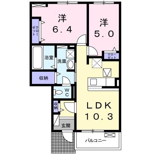 アンジュの家II(2LDK/1階)の間取り写真
